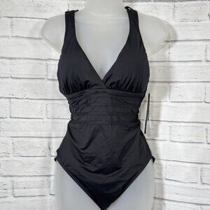 La Blanca Island Goddess Strappy Back One Piece Swimsuit Women’s Size 8 Black